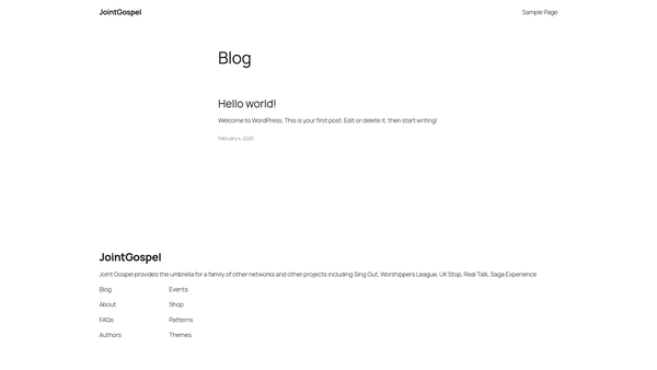Screenshot of the Joint Gospel website