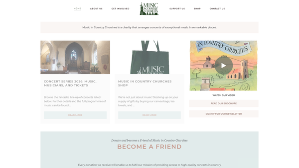 Screenshot of the Music In Country Churches website