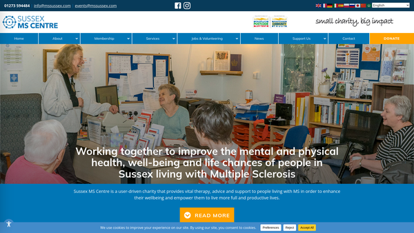 Screenshot of the Sussex MS Centre website