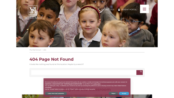 Screenshot of the The Mall School Association website