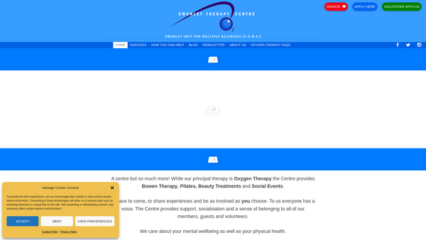 Screenshot of the Swanley Therapy Centre (S.u.m.s) website
