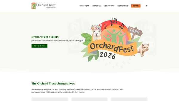 Screenshot of the The Orchard Trust website
