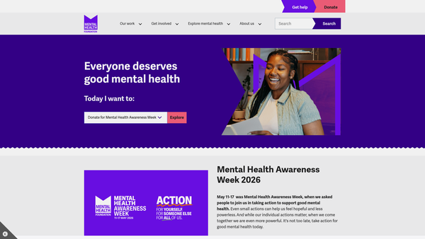 Screenshot of the The Mental Health Foundation website