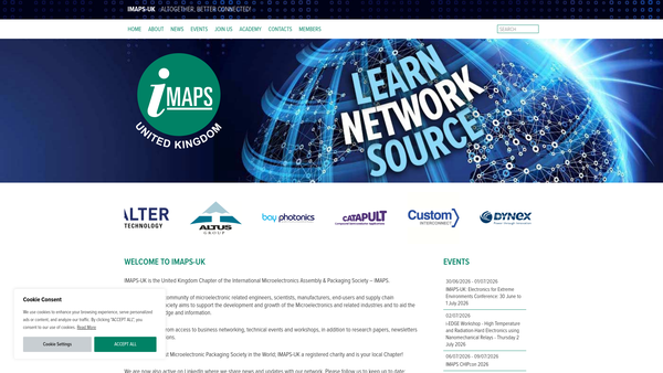 Screenshot of the International Microelectronics Assembly And Packaging Society - United Kingdom website