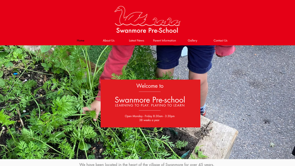 Screenshot of the Swanmore Pre-School website