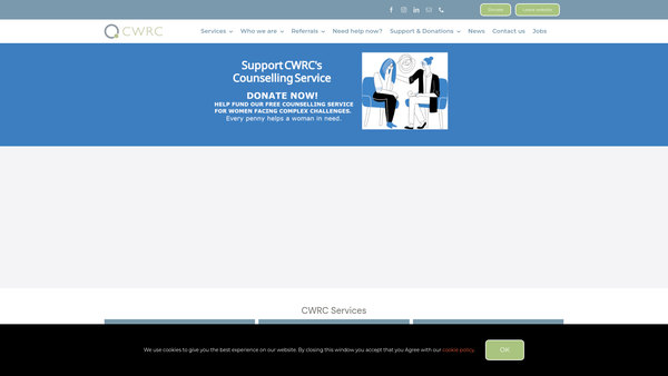 Screenshot of the Cambridge Womens Resources Centre website