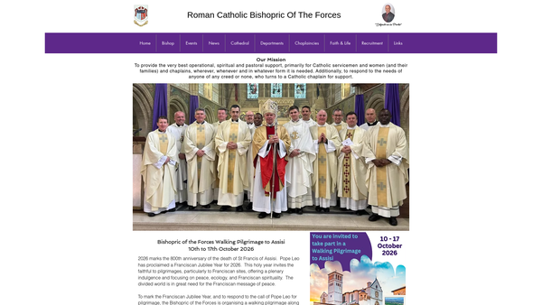 Screenshot of the The Roman Catholic Bishopric Of The Forces (GB) website