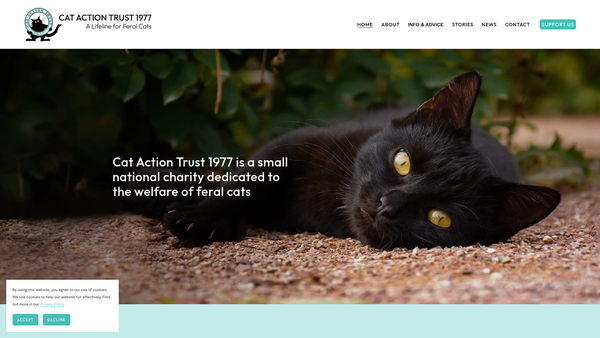 Screenshot of the Cat Action Trust 1977 website
