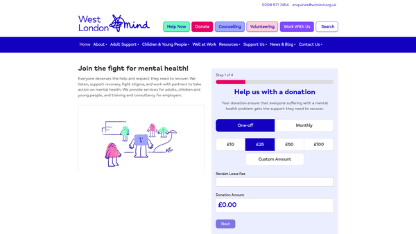 Screenshot of the Hammersmith And Fulham Association For Mental Health website