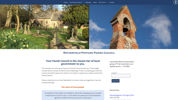 Screenshot of the Sports Pavilion And Field Rotherfield Peppard website