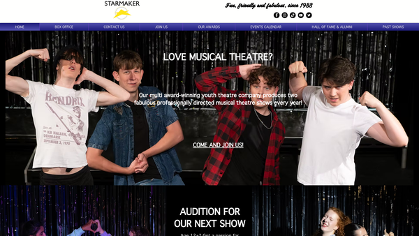 Screenshot of the Starmaker Theatre Company website