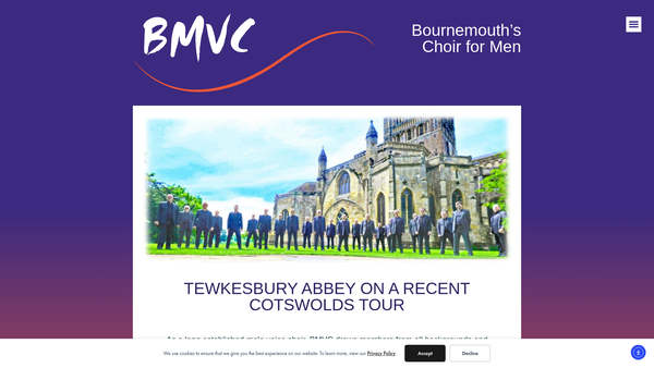 Screenshot of the Bournemouth Male Voice Choir website