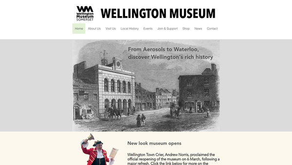 Screenshot of the Wellington Museum Society website