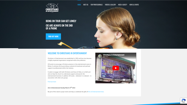 Screenshot of the Christians In Entertainment website