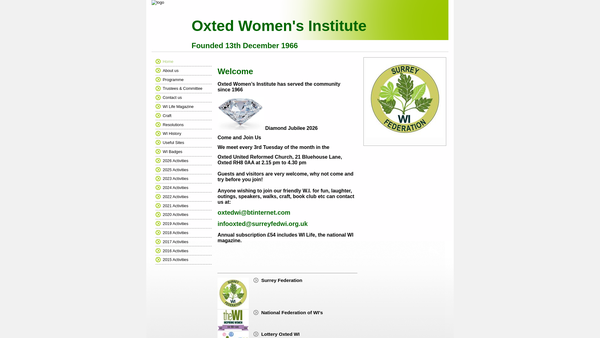 Screenshot of the Oxted Women's Institute website