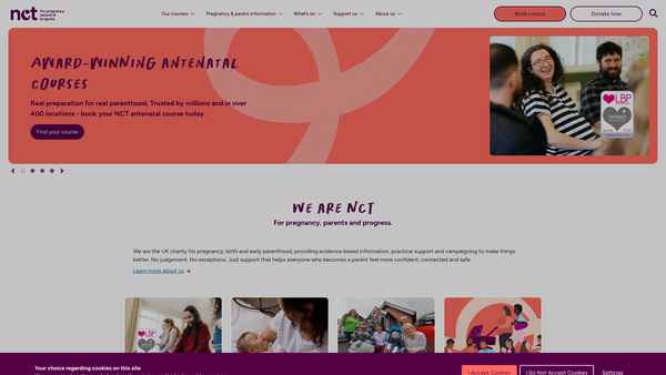 Screenshot of the The National Childbirth Trust website