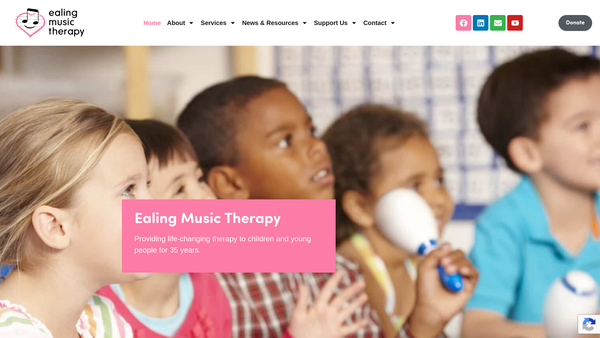 Screenshot of the Ealing Music Therapy Project website