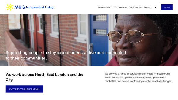 Screenshot of the MRS Independent Living website