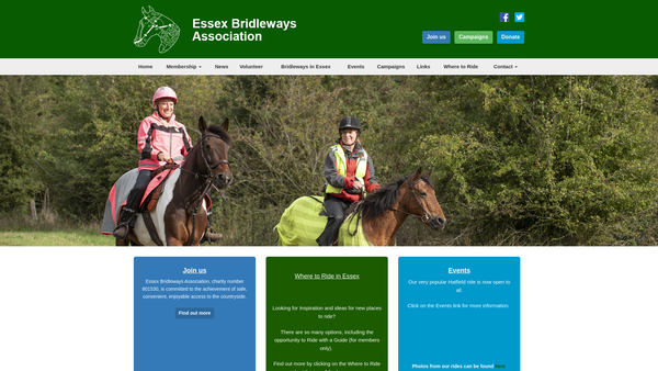 Screenshot of the Essex Bridleways Association website