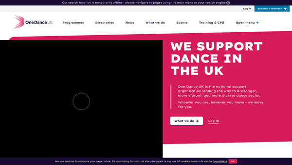Screenshot of the One Dance UK website