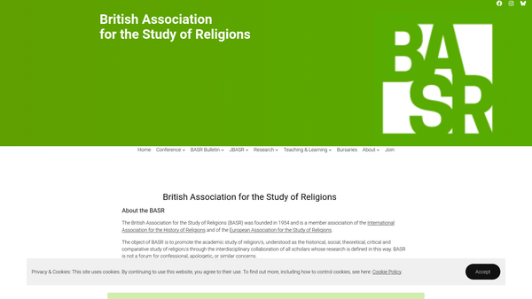 Screenshot of the The British Association For The Study Of Religions (Basr) website