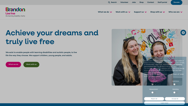 Screenshot of the The Brandon Trust website