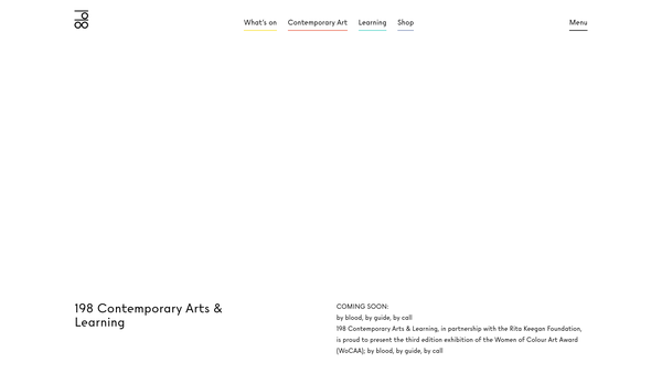 Screenshot of the 198 Contemporary Arts And Learning Ltd website