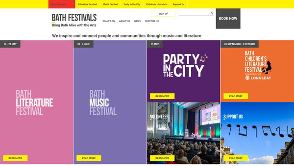 Screenshot of the Bath Festivals website