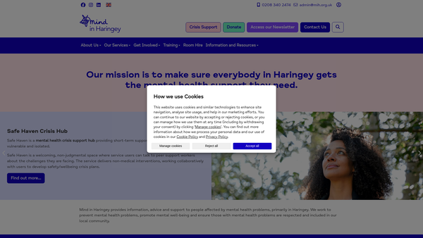 Screenshot of the Mind In Haringey website