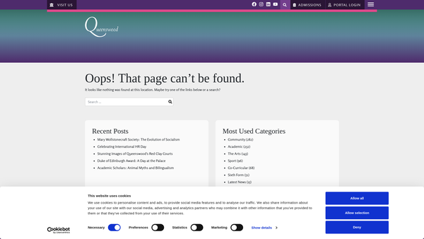 Screenshot of the Queenswood Parents Association website