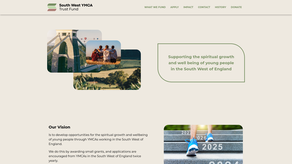 Screenshot of the The South West YMCA Trust Fund website