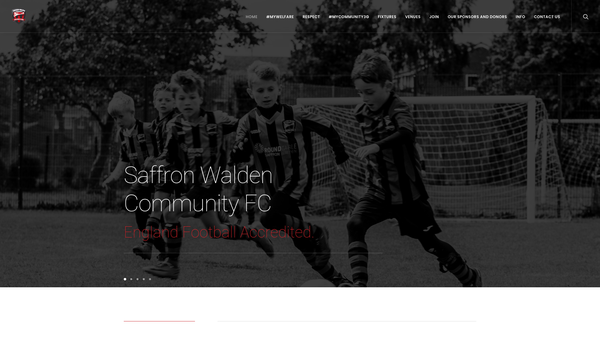 Screenshot of the Saffron Walden Community Youth Sports Club website