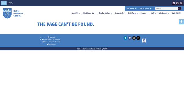 Screenshot of the Beths Parents Association website