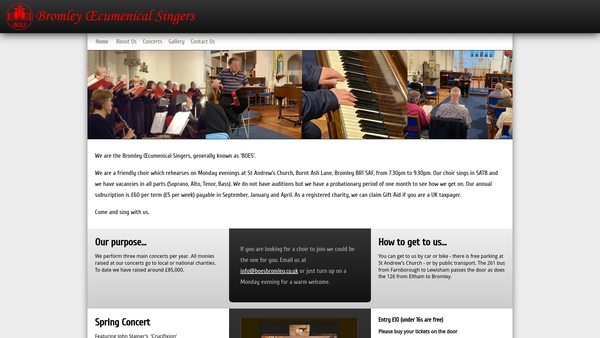 Screenshot of the Bromley Oecumenical Singers website