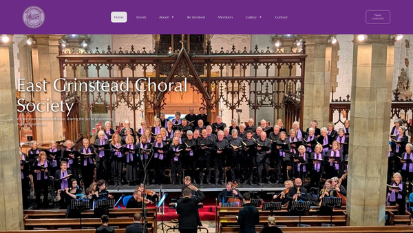 Screenshot of the East Grinstead Choral Society website