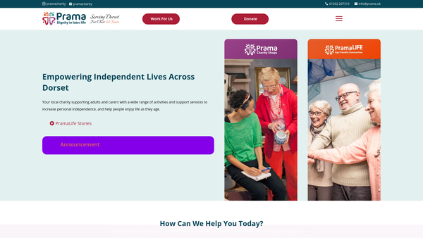 Screenshot of the Pramacare website