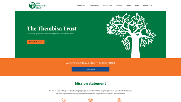 Screenshot of the The Thembisa Trust website