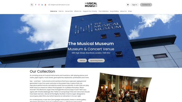 Screenshot of the The Musical Museum website