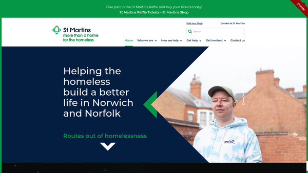 Screenshot of the St Martins Housing Trust website