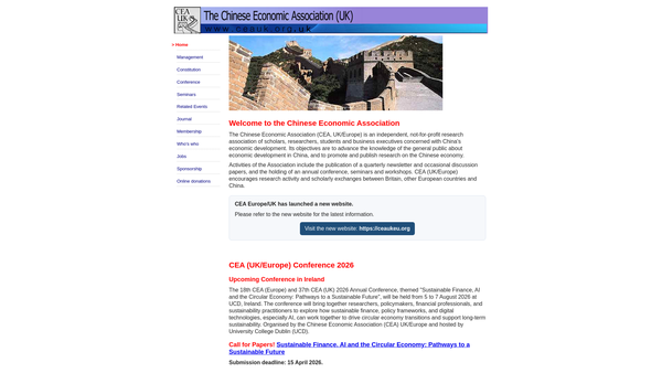 Screenshot of the The Chinese Economic Association In The UK website