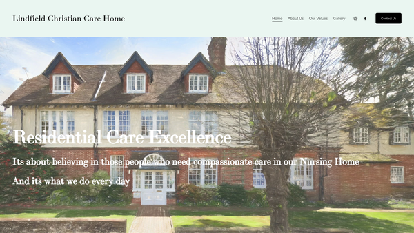Screenshot of the Lindfield Christian Care Home website