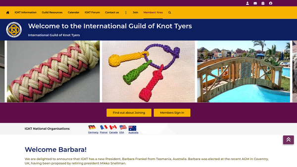 Screenshot of the The International Guild Of Knot Tyers website