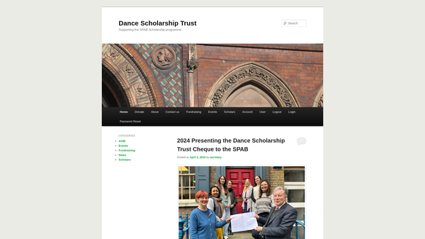 Screenshot of the The Dance Scholarship Trust website