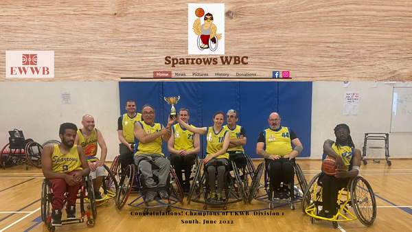 Screenshot of the Hackney Sparrows Wheelchair Basketball Club website