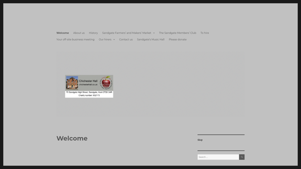 Screenshot of the The Chichester Memorial Hall website