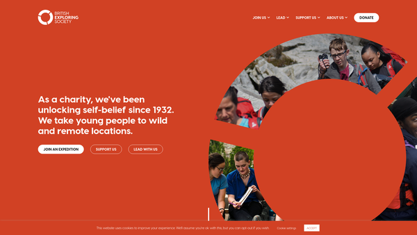 Screenshot of the British Exploring Society website