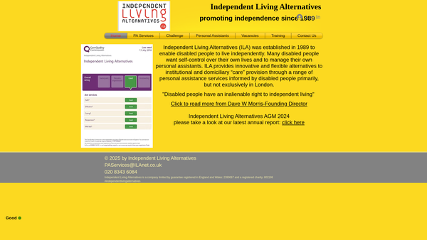 Screenshot of the Independent Living Alternatives website
