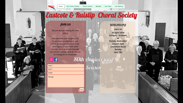 Screenshot of the Eastcote And Ruislip Choral Society website