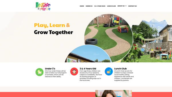 Screenshot of the Heather Playgroup website