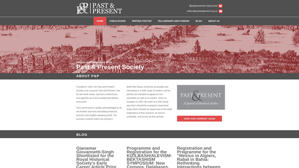 Screenshot of the The Past And Present Society website